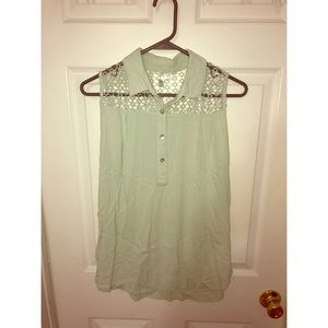 Mint Green Button Tank